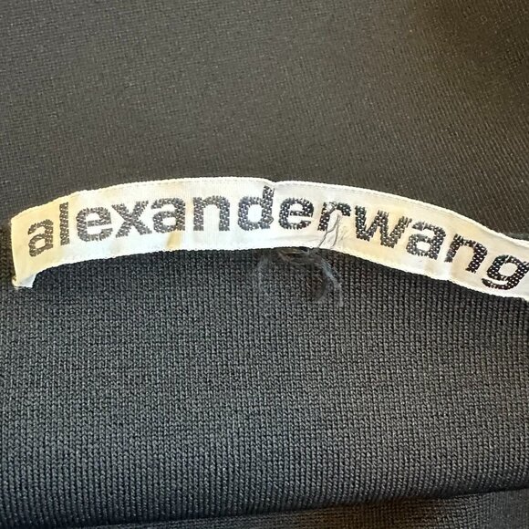 Alexander Wang Black Fitted Bodycon Dress Turtle Neck Cold Shoulder Size Small - Picture 11 of 12